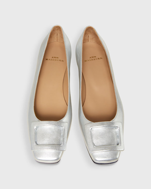 Sid Mashburn Buckle Shoe In Silver Leather