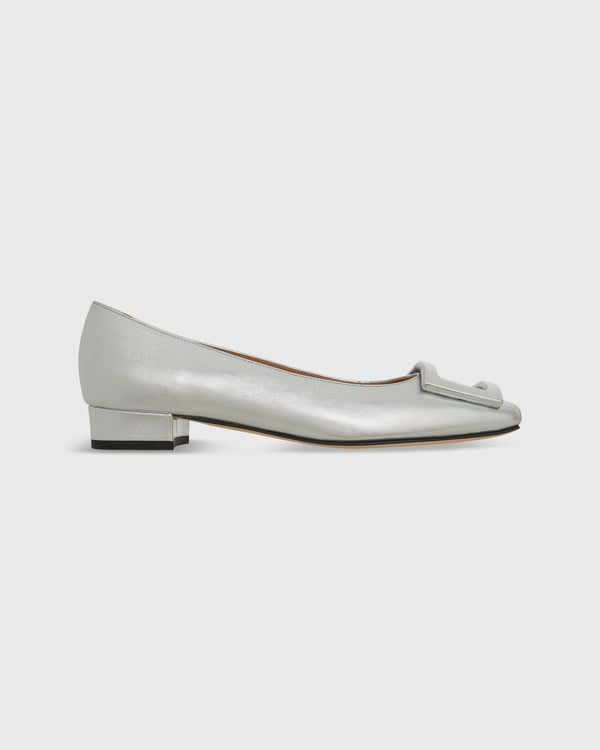 sid mashburn Buckle Shoe in Silver Leather