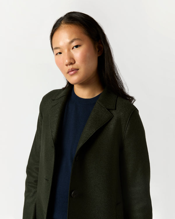 Sid Mashburn Button Up Boxy Coat In Dark Green