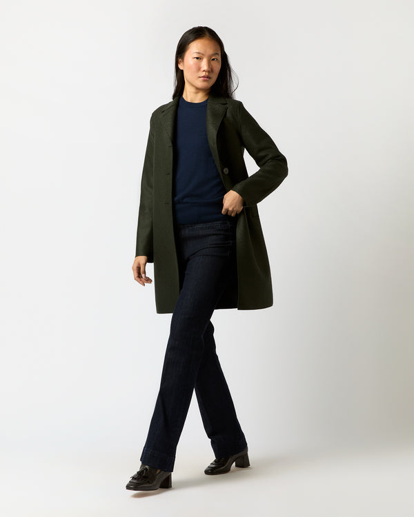 Sid Mashburn Button Up Boxy Coat In Dark Green