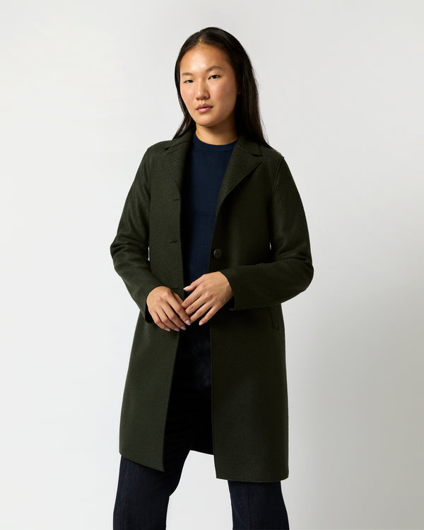 sid mashburn Button Up Boxy Coat in Dark Green