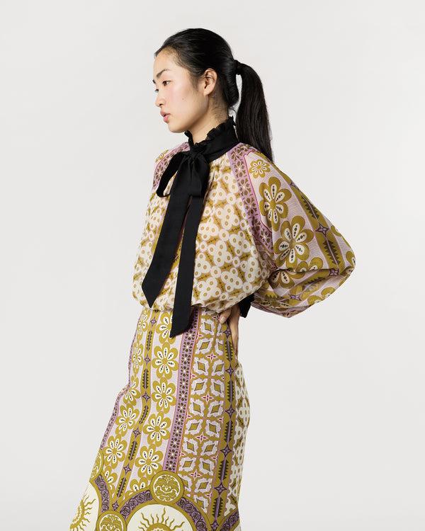 Sid Mashburn Cerere Blouse In Pagoda Silk Chiffon