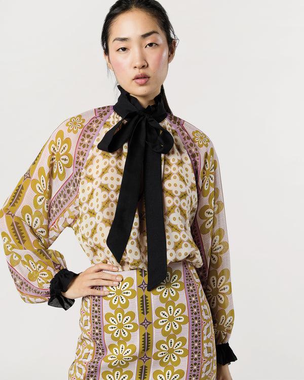 sid mashburn Cerere Blouse in Pagoda Silk Chiffon