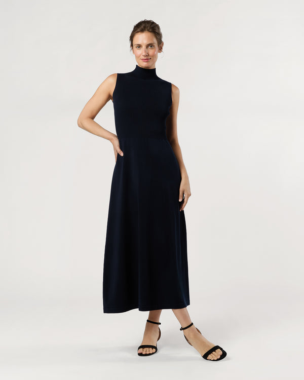 sid mashburn Charlotte Dress in Navy Ice Cotton