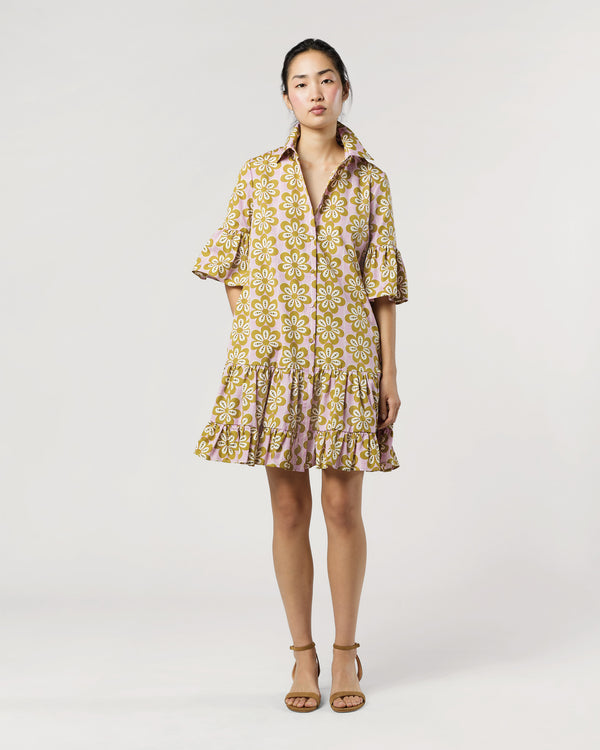 sid mashburn Choux Dress in Caper Cotton Poplin