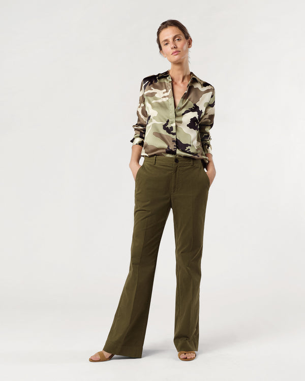 Sid Mashburn Classic Blouse In Camo Silk Charmeuse