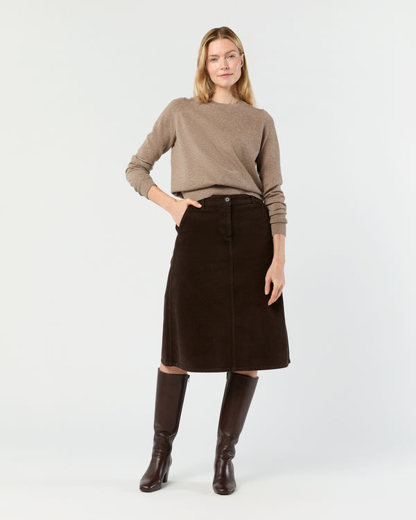 sid mashburn Connelly Skirt in Coffee Stretch Cord