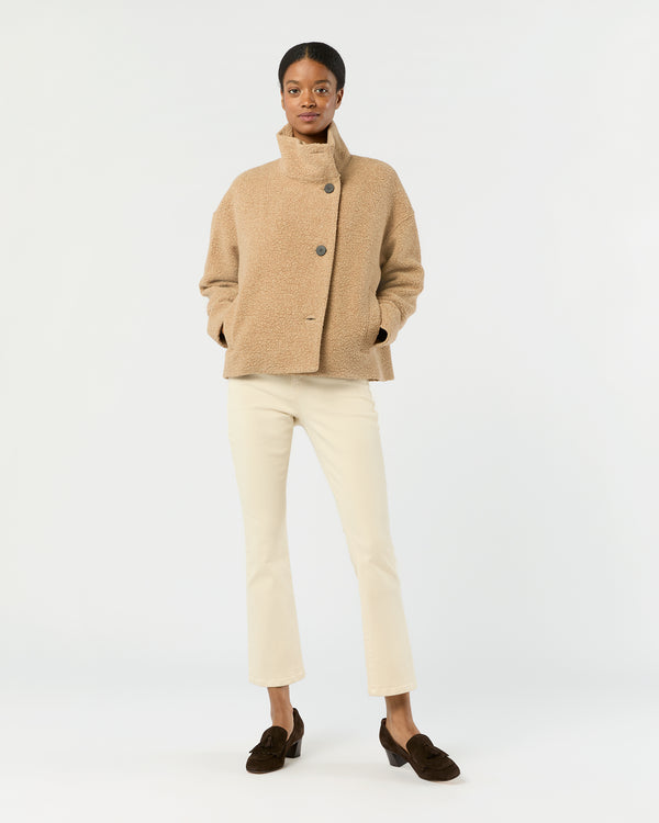 Sid Mashburn Cropped Funnel Jacket In Beige