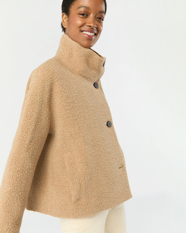 Sid Mashburn Cropped Funnel Jacket In Beige