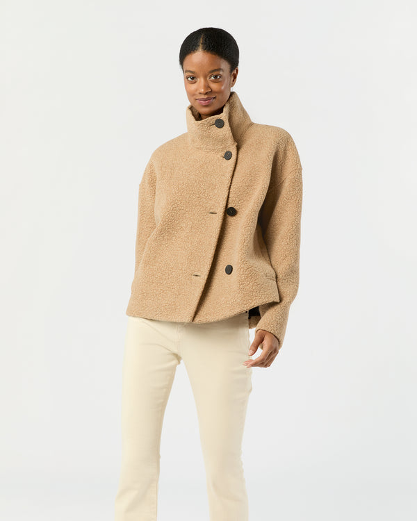 sid mashburn Cropped Funnel Jacket in Beige