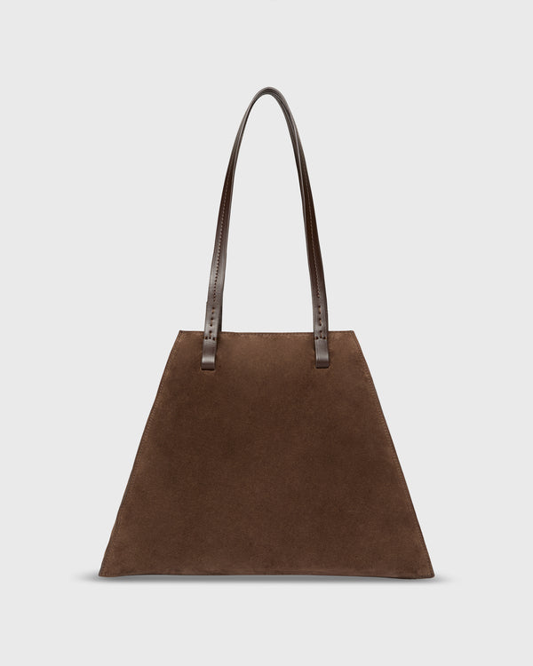 Sid Mashburn Evie Tote In Dark Brown Suede/Leather