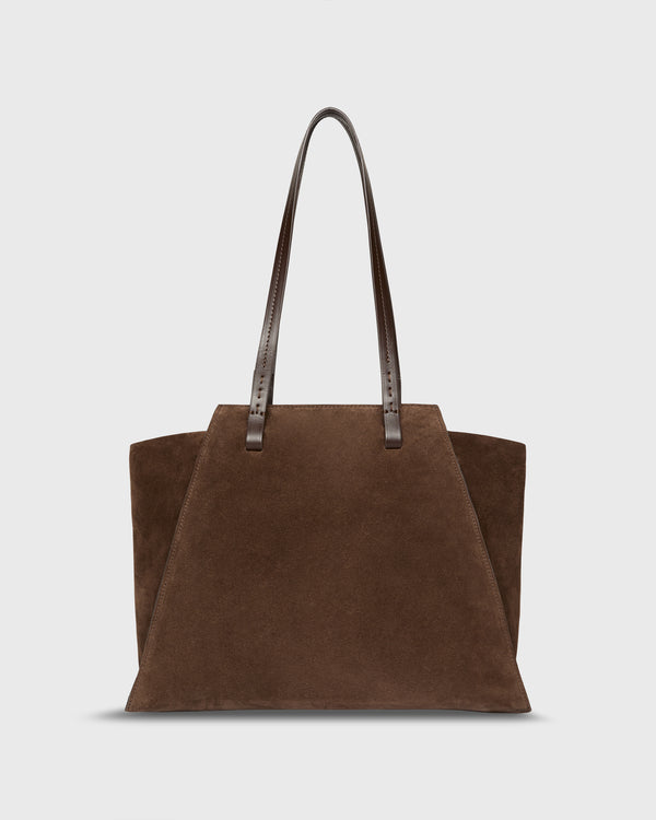 sid mashburn Evie Tote in Dark Brown Suede/Leather
