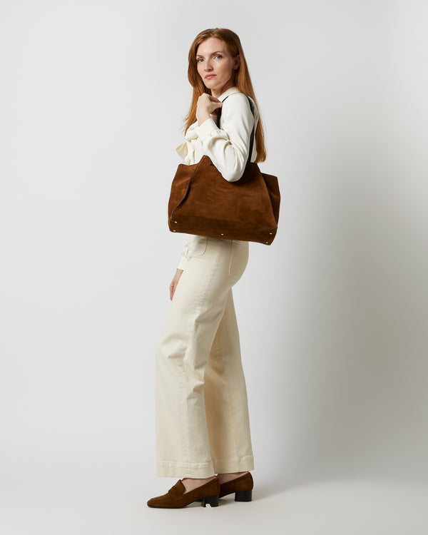 Sid Mashburn Evie Tote In Tan Suede