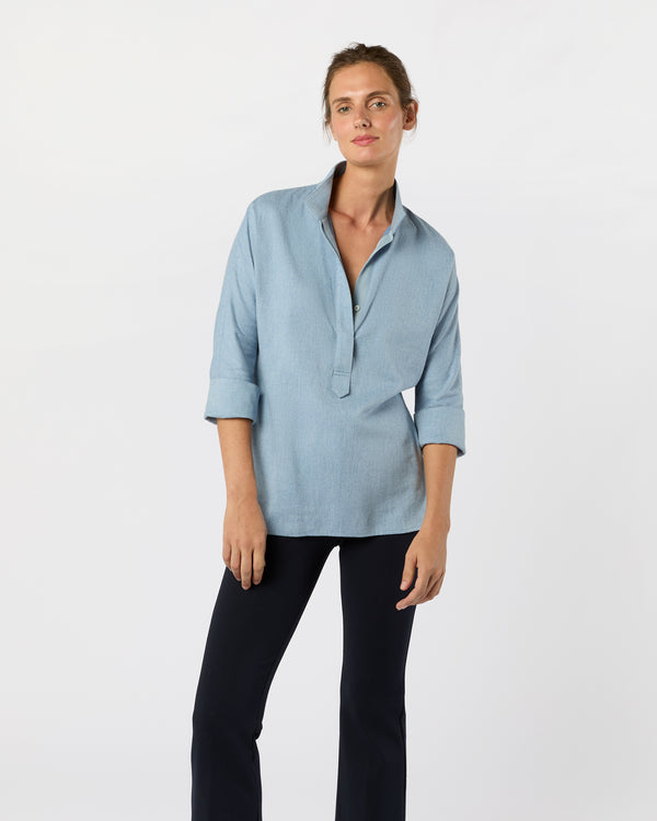 Sid Mashburn Fanny Shirt In Sky Brushed Twill