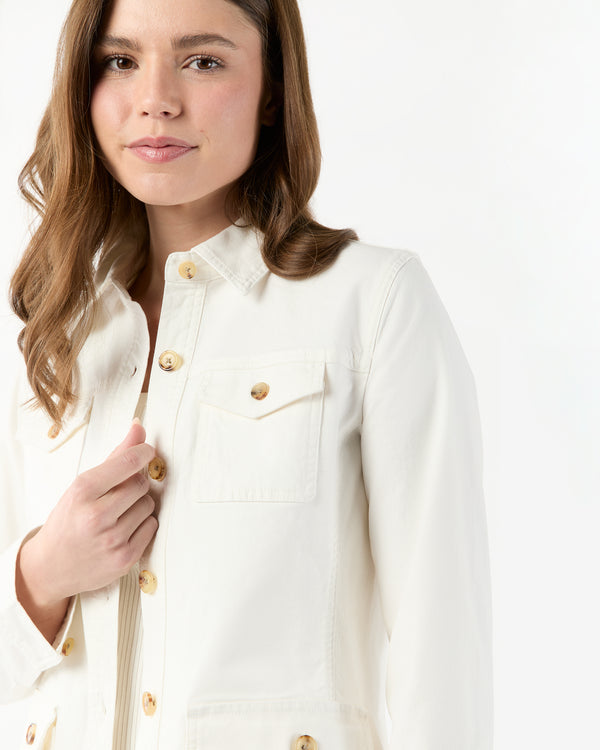 Sid Mashburn Field Jacket In Ivory Stretch Canvas