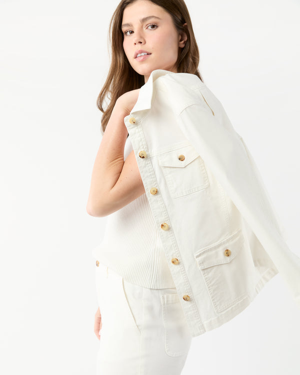 Sid Mashburn Field Jacket In Ivory Stretch Canvas