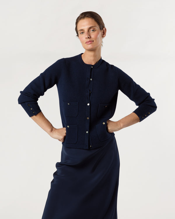 sid mashburn Gabby Cardigan in Navy Cashmere