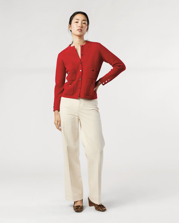 Sid Mashburn Gabby Cardigan In Red Cashmere