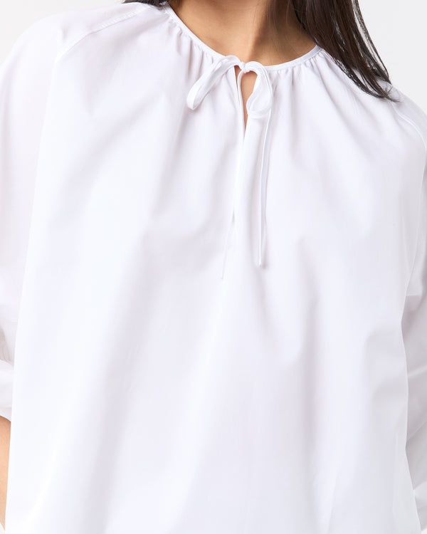 Sid Mashburn Gathered Tie-Neck Top In White