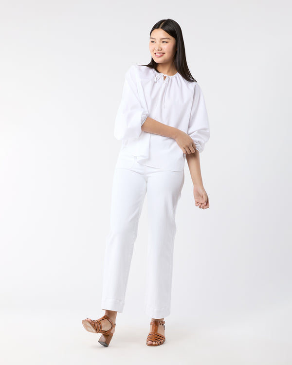 Sid Mashburn Gathered Tie-Neck Top In White