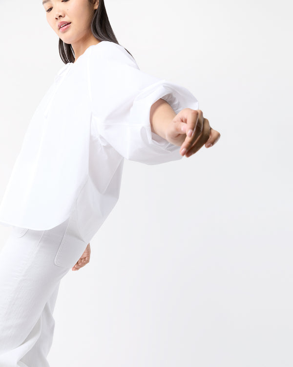 Sid Mashburn Gathered Tie-Neck Top In White