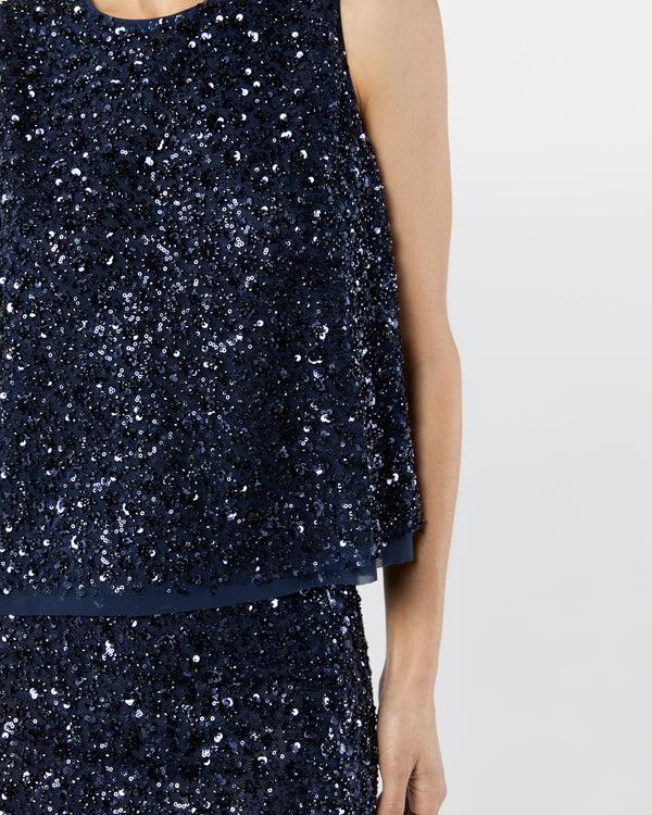 Sid Mashburn Gia Shell In Navy Beaded Mesh