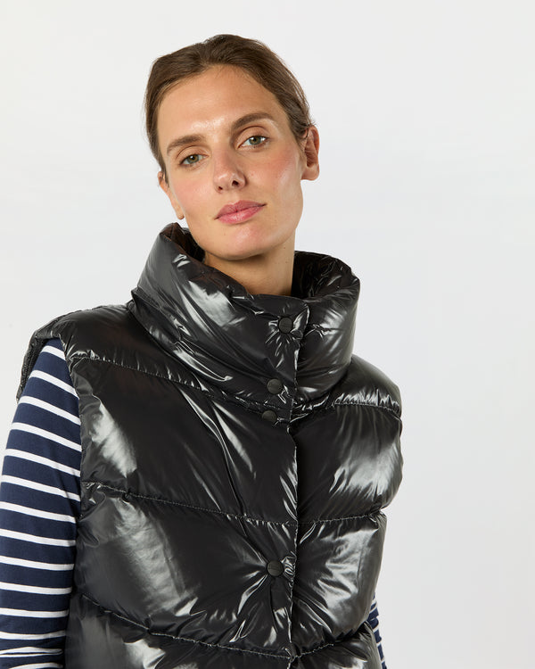 Sid Mashburn Gloss Snap Front Vest In Charcoal