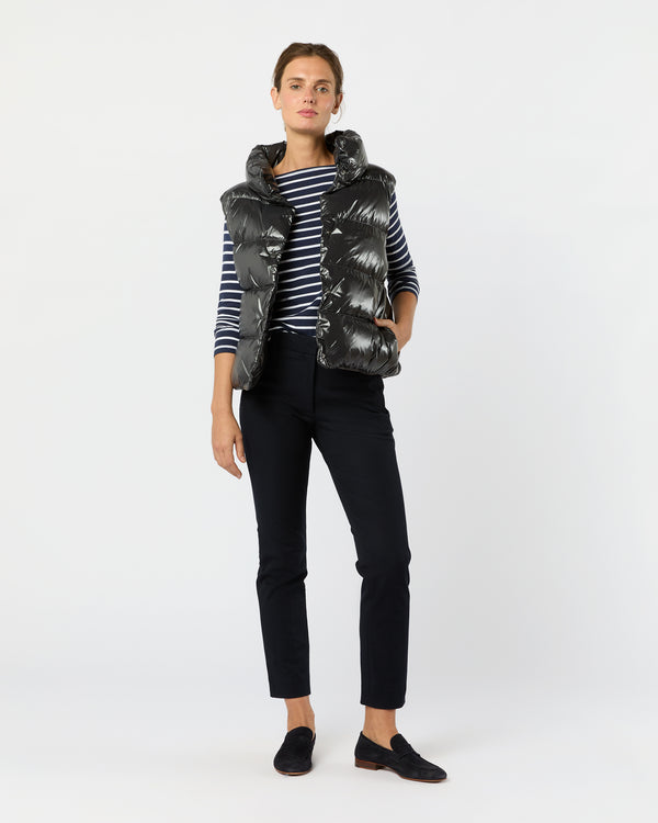 Sid Mashburn Gloss Snap Front Vest In Charcoal