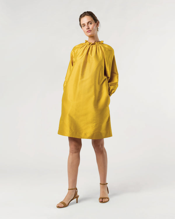 Sid Mashburn Harper Dress In Mustard Silk Shantung