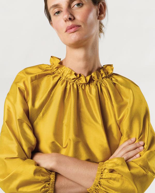 Sid Mashburn Harper Dress In Mustard Silk Shantung