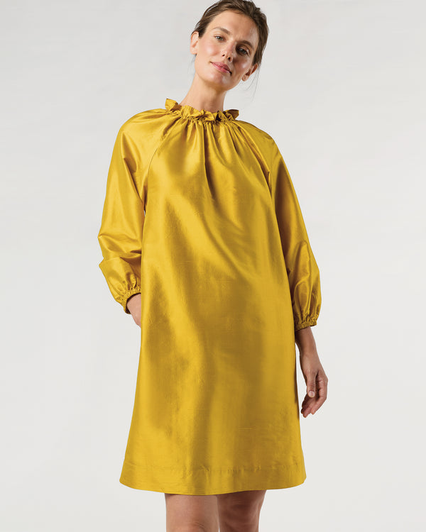 sid mashburn Harper Dress in Mustard Silk Shantung