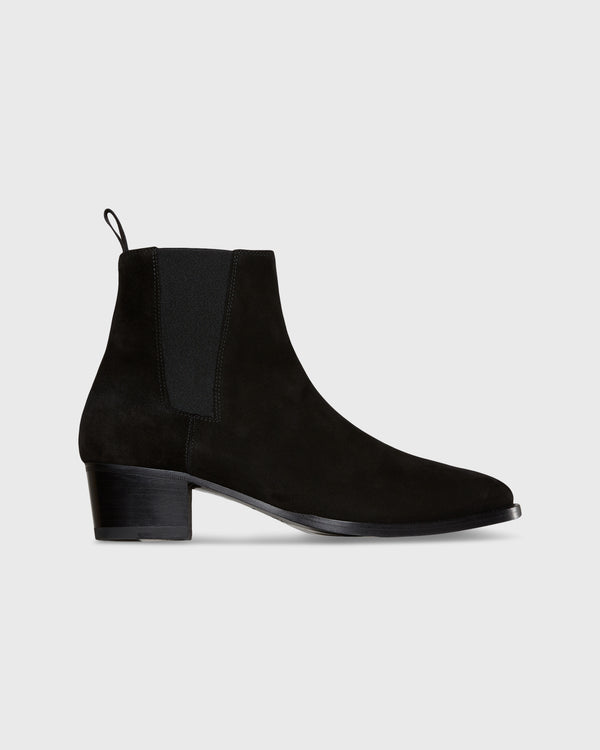 sid mashburn Heeled Chelsea Boot in Black Suede
