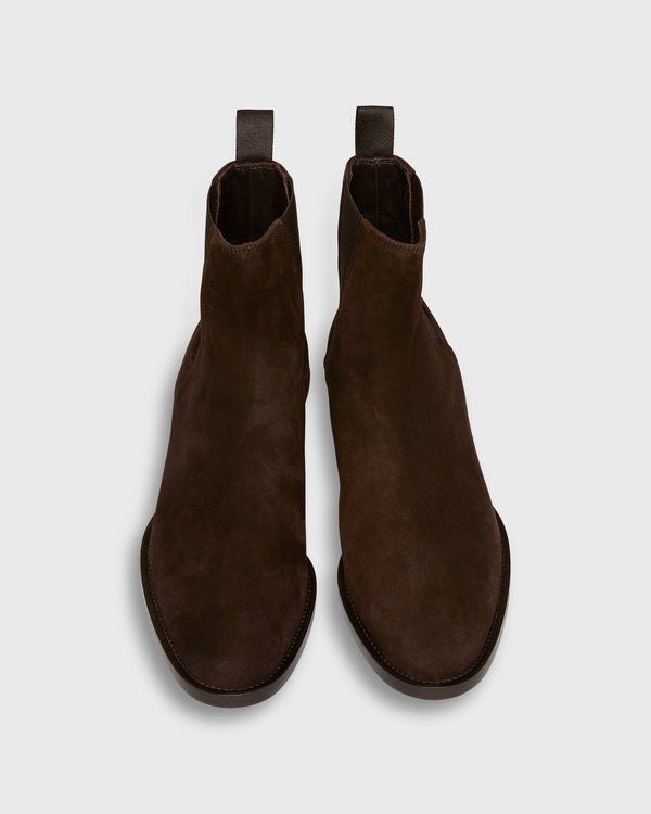 Sid Mashburn Heeled Chelsea Boot In Brown Suede