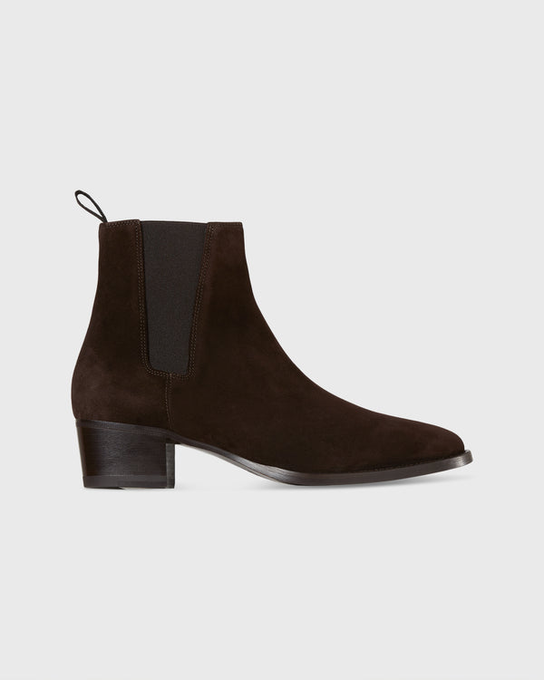sid mashburn Heeled Chelsea Boot in Brown Suede