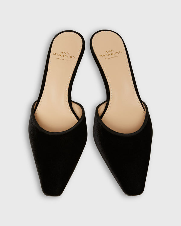 Sid Mashburn Heeled Mule In Black Velvet