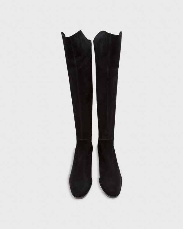Sid Mashburn Heeled Pull-On Boot In Black Suede