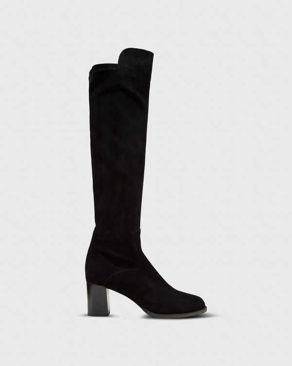 sid mashburn Heeled Pull-On Boot in Black Suede