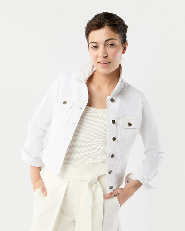 Sid Mashburn Jean Jacket In White Stretch Twill