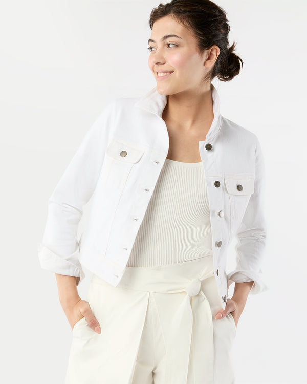 sid mashburn Jean Jacket in White Stretch Twill
