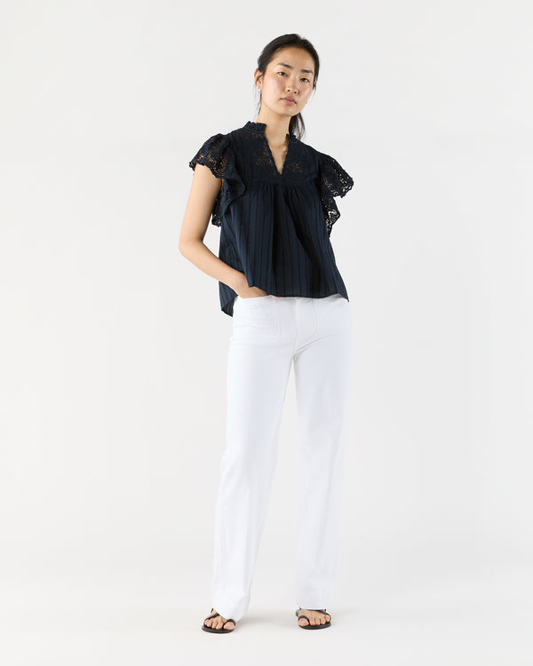 Sid Mashburn Jolie Flutter Sleeve Top In Midnight