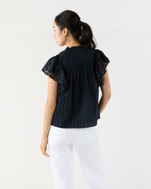 Sid Mashburn Jolie Flutter Sleeve Top In Midnight