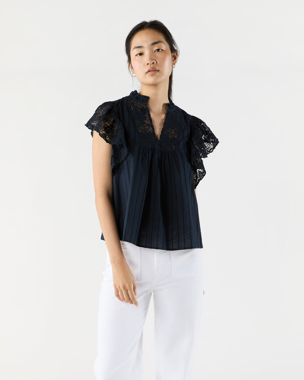 sid mashburn Jolie Flutter Sleeve Top in Midnight