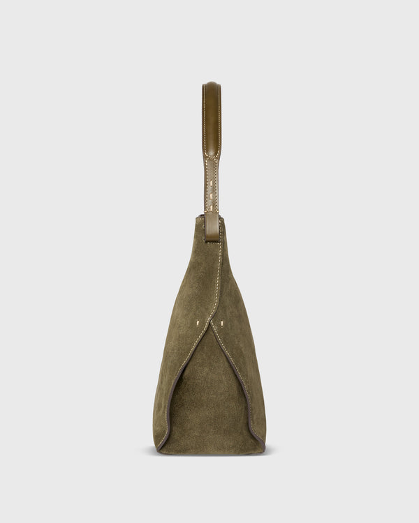 Sid Mashburn Jude Hobo Bag In Olive Suede/Leather