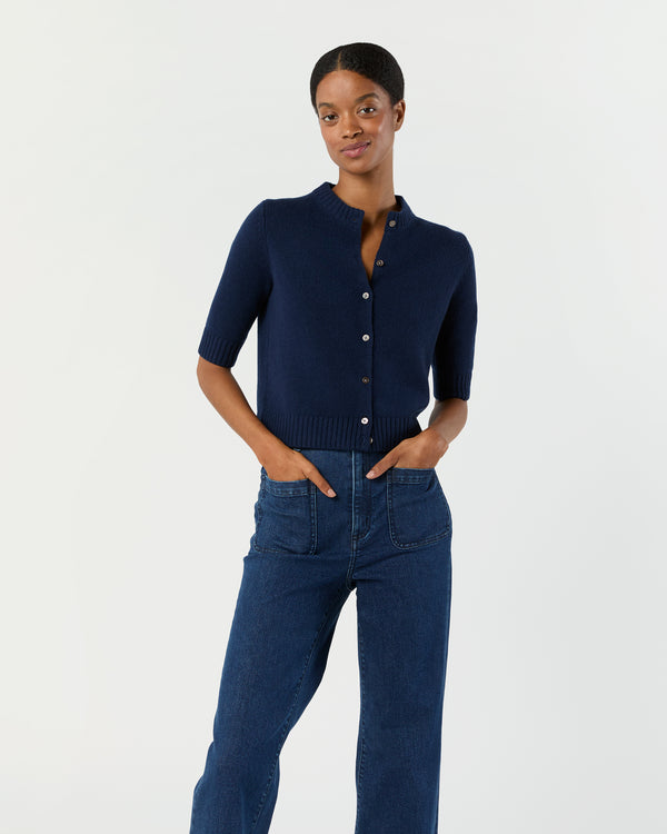 sid mashburn Kelly Cardigan in Navy Cashmere
