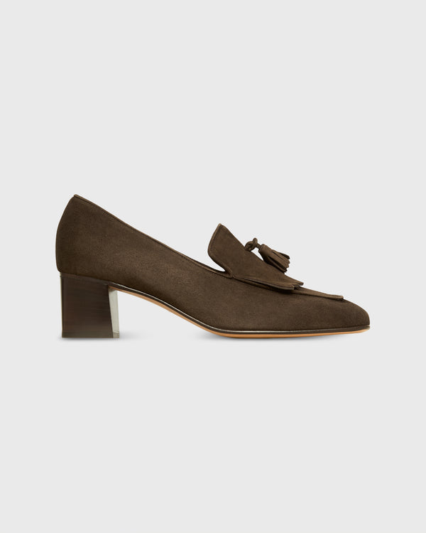 sid mashburn Kilt Heel in Chocolate Suede