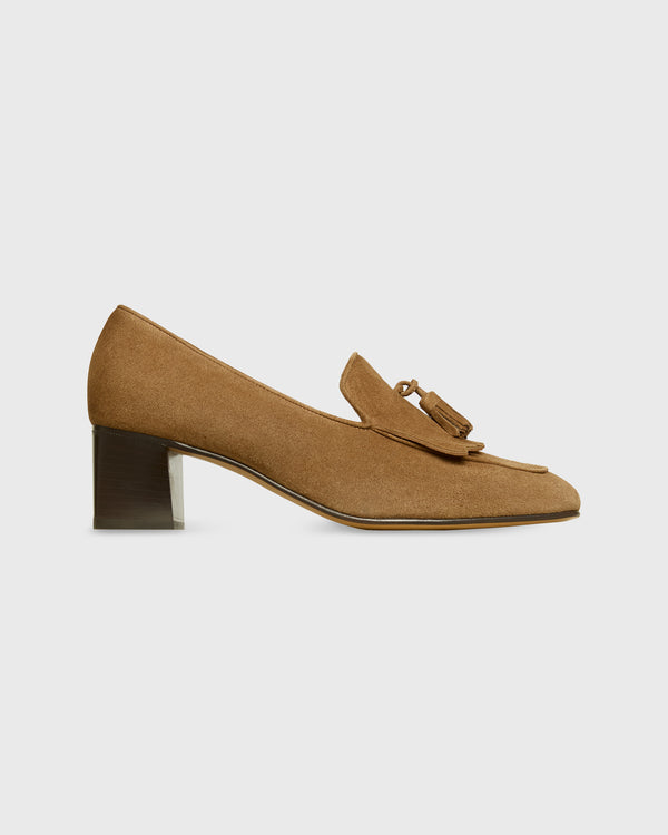 sid mashburn Kilt Heel in Dark Camel Suede