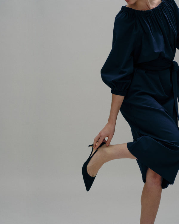 Sid Mashburn Kitten Heel Slingback In Black Suede