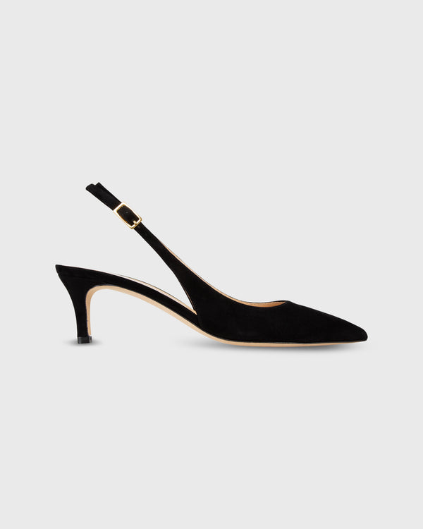 sid mashburn Kitten Heel Slingback in Black Suede