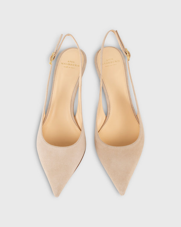 Sid Mashburn Kitten Heel Slingback In Pebble Suede
