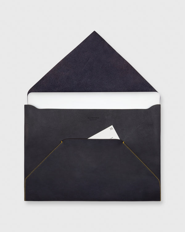 Sid Mashburn Laptop Case In Navy Leather